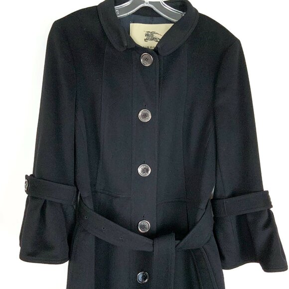 Burberry Prorsum Black Cashmere Blend Pleated Midi Length Trench Coat M - Picture 4 of 16